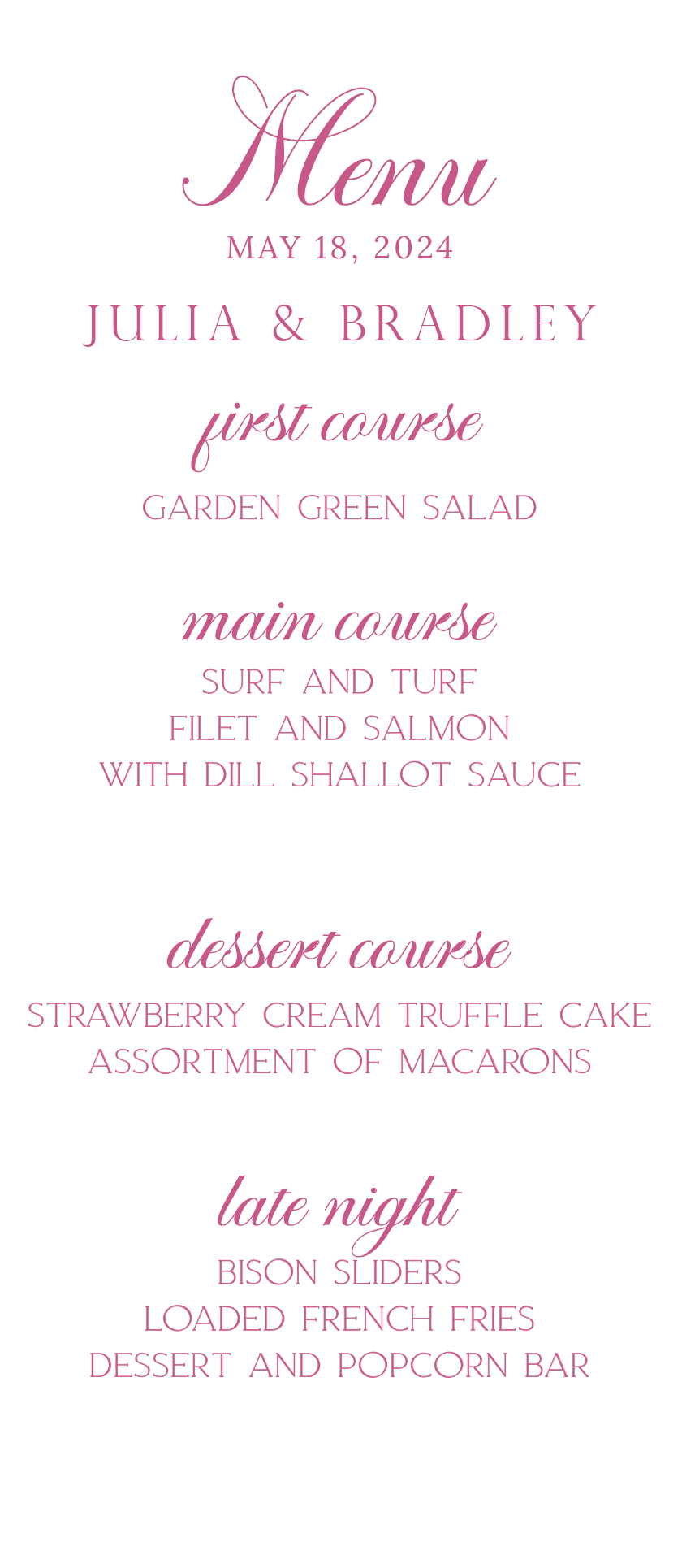 Bold Statements Menu