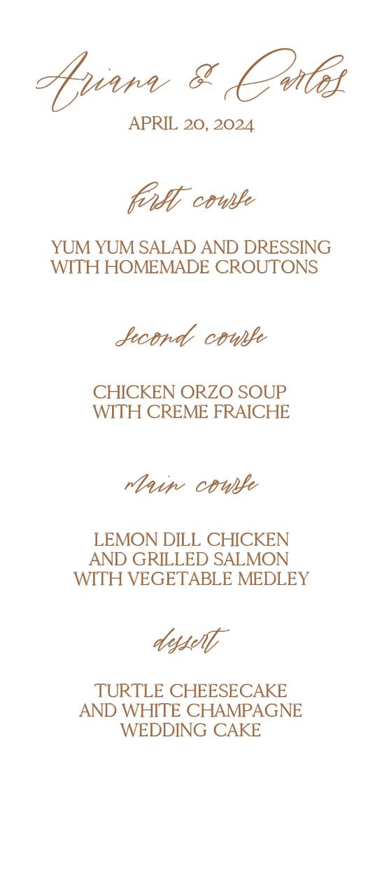 Fall Festivities Menu