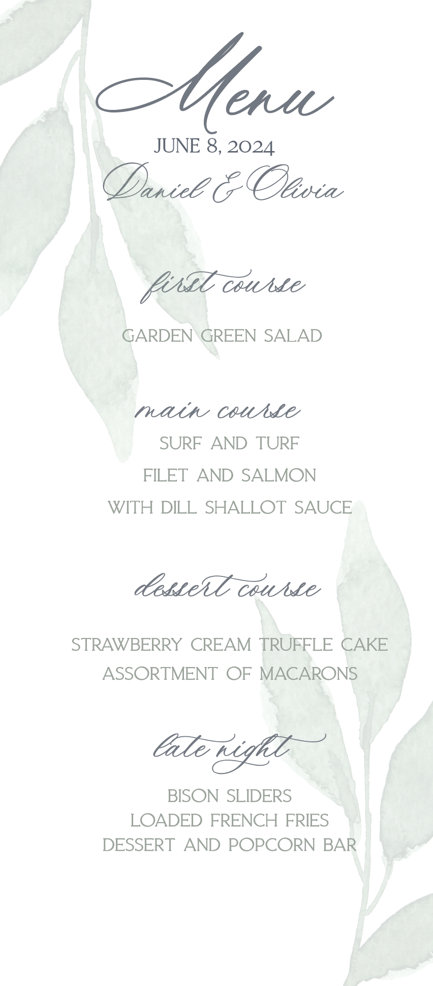 Eucalyptus Leaves Menu