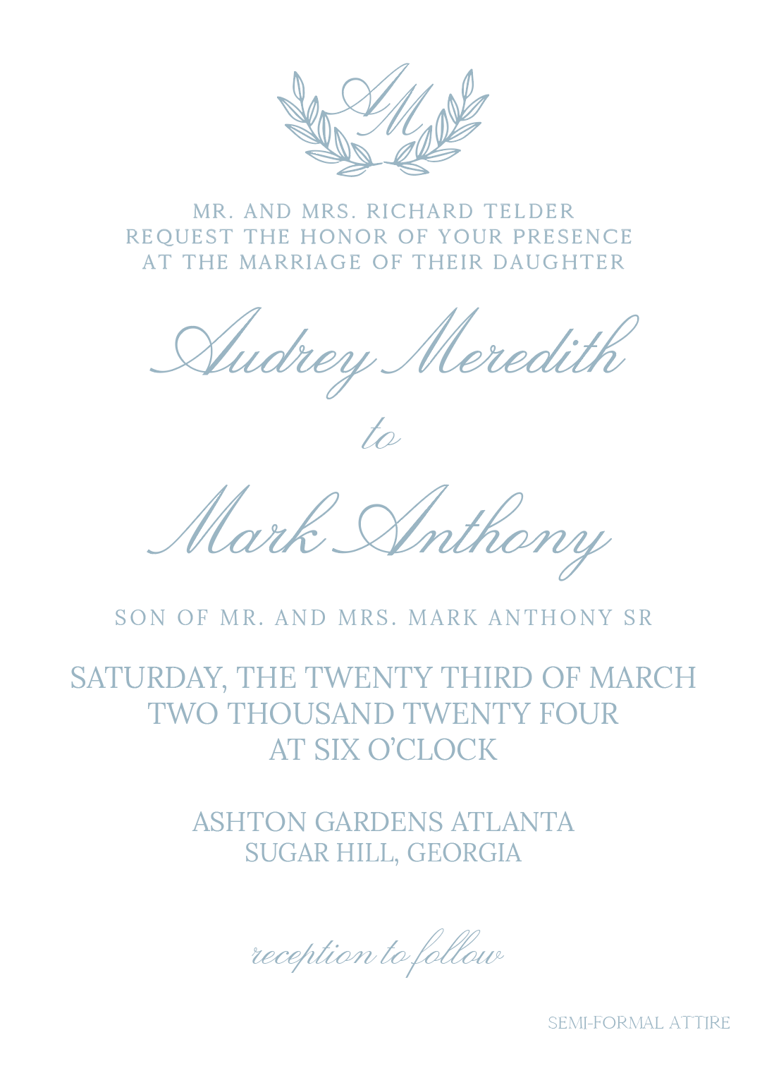 Something Blue Wedding Invitation Suite