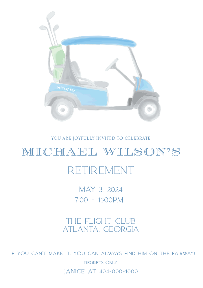 Tee Time Retirement Party Invitation