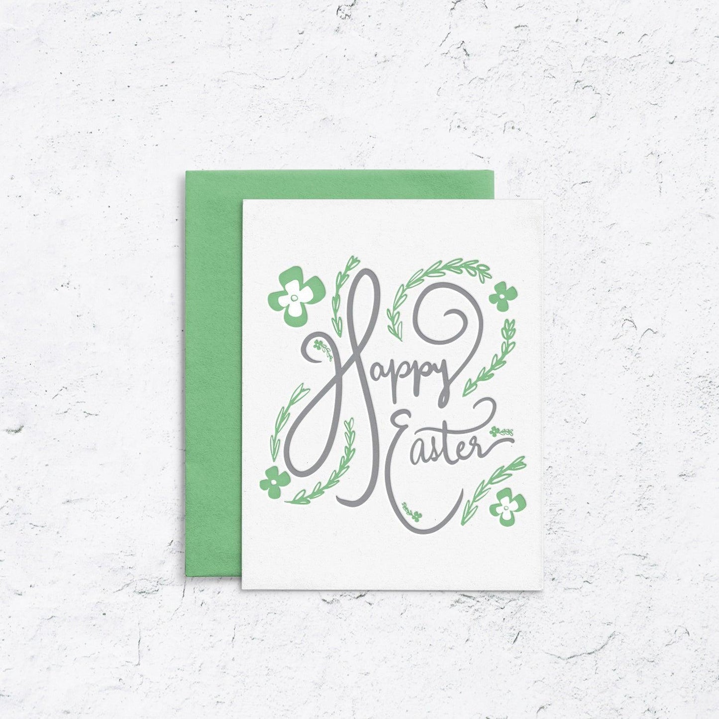 Happy Easter Greenery Letterpress Card - With Love Paperie